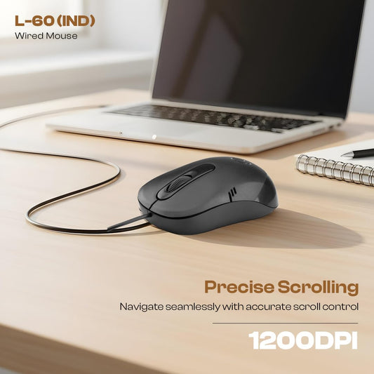 LAPCARE Optical Mouse L-60(Ind) 1000 USB Dpi Optical Sensor, Plug & Play