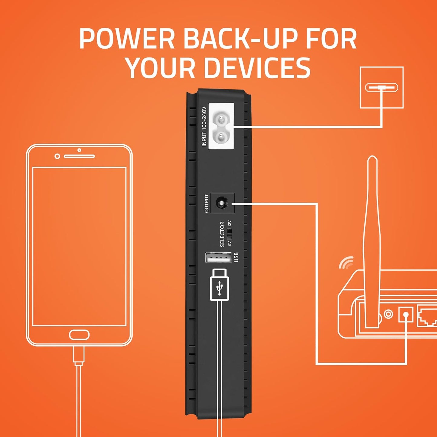 Artis AR-MINIDC-2 Mini UPS – 8800mAh Backup for WiFi Routers, Modems & Set-Top Boxes