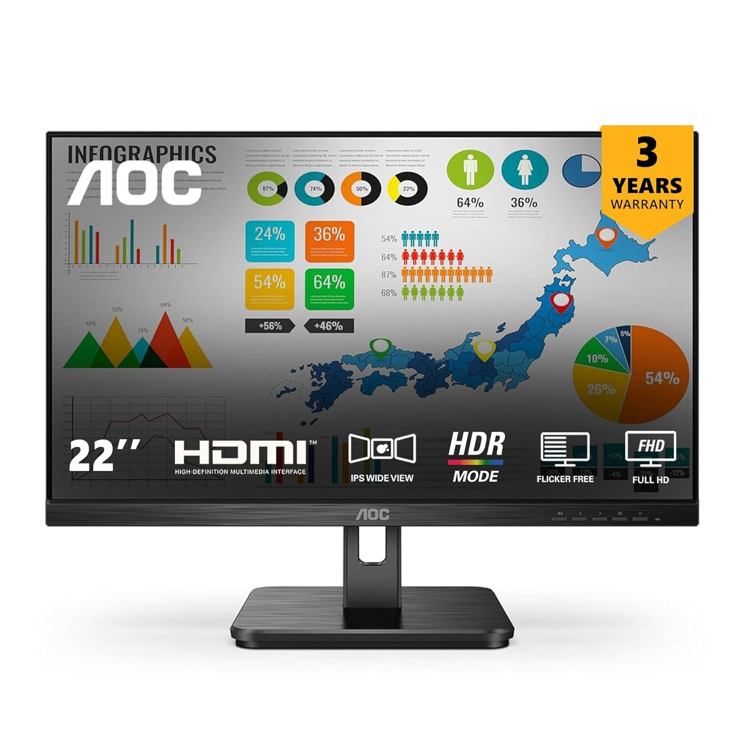 AOC 22E2H 22" Monitor Full HD IPS Panel