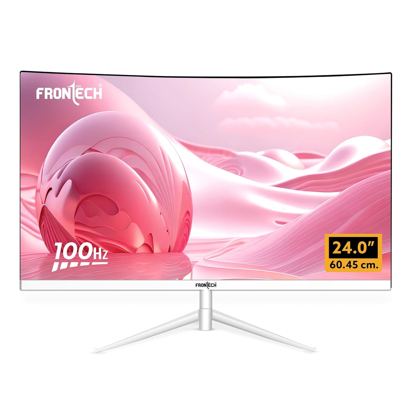 FRONTECH Ultima Series 24 Inch Curved LED Monitor| Refresh Rate 100Hz, VA Panel, 1800R Curve | Full HD 1080p, Bezel Less Design