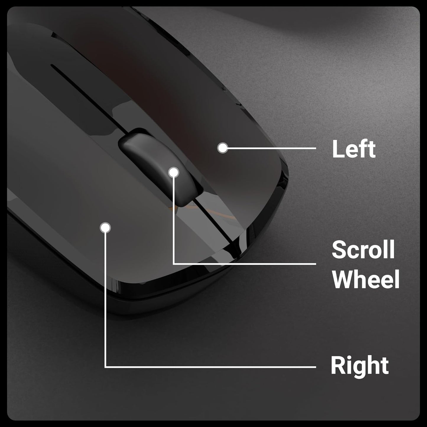 Wireless Mouse, 2.4GHz, 3200 DPI, 3 Buttons, Comfortable & Ergonomic, USB Nano Receiver