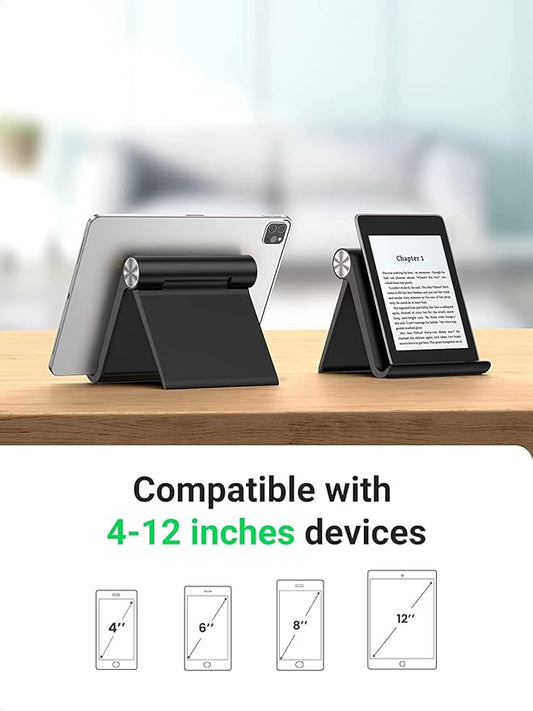 Multi-Angle Foldable Tablet & Phone Tabletop Stand – Portable Desktop Holder – Black