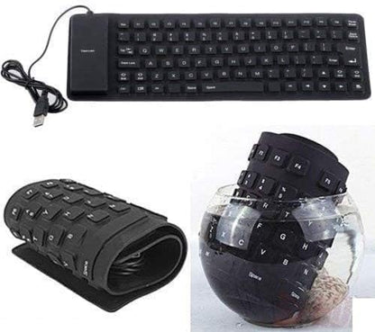 Foldable Silicone USB Wired Keyboard – Waterproof, Roll-Up, Flexible, Silent, White