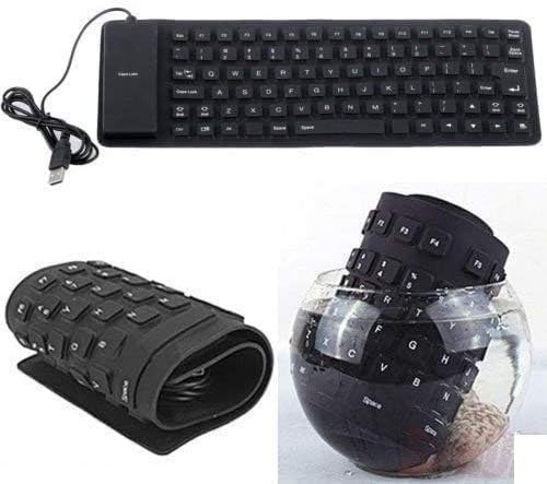 Foldable Silicone USB Wired Keyboard – Waterproof, Roll-Up, Flexible, Silent, White