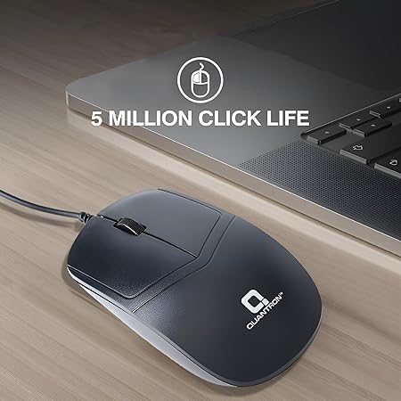 QMU-535 Wired Mouse, Black, 1000 DPI Optical Sensor