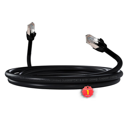 amiciTools Cat8 Ethernet Cable with 22AWG Solid Core 1 Meter | 40Gbps Ultra High-Speed LAN Cable, 2000MHz Bandwidth, Gold-Plated RJ45, Shielded Network Cable for Gaming, Routers & Servers