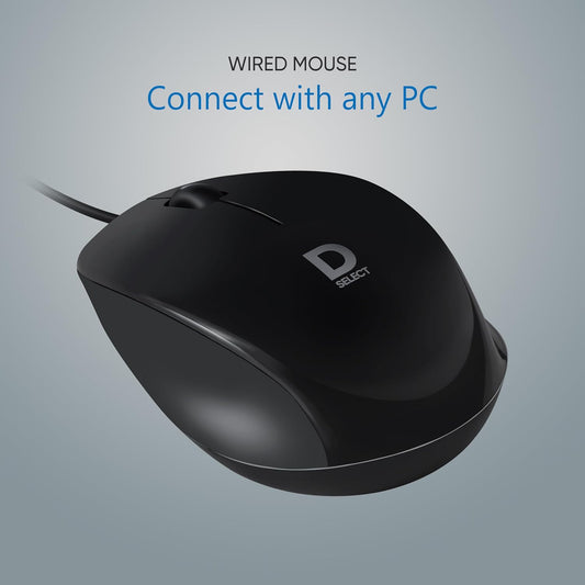 Wired Mouse DS112-Black with USB Type C Connector, 1200DPi, Lightweight