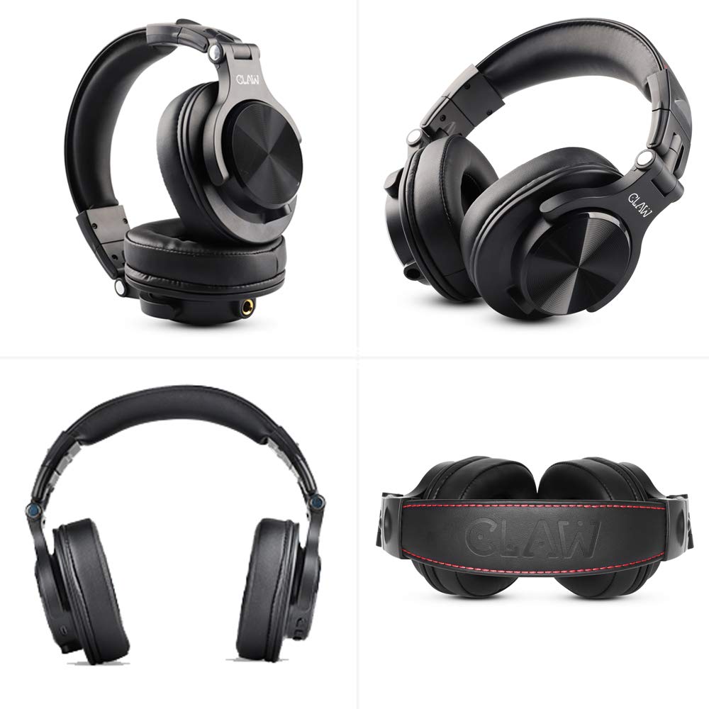 CLAW SM50 Professional Studio Monitoring DJ Wired Over Ear Headphones with 2 Detachable Cables (2.8m Coiled Cable & 1.2m Straight Cable with Mic and in-line Controls)