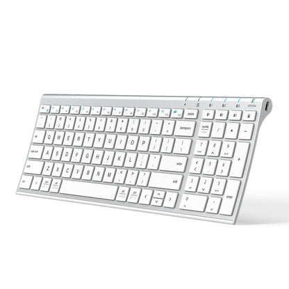 iClever BK10 Bluetooth Keyboard – Multi-Device, Rechargeable, Ultra-Thin Silver