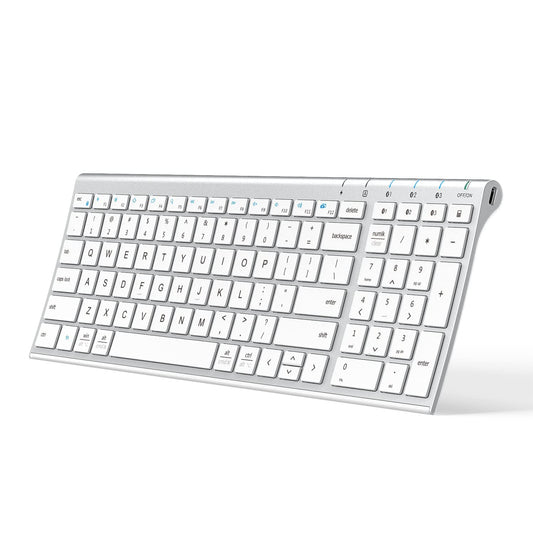 iClever BK10 Bluetooth Keyboard – Multi-Device, Rechargeable, Ultra-Thin Silver