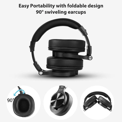 CLAW SM50 Professional Studio Monitoring DJ Wired Over Ear Headphones with 2 Detachable Cables (2.8m Coiled Cable & 1.2m Straight Cable with Mic and in-line Controls)