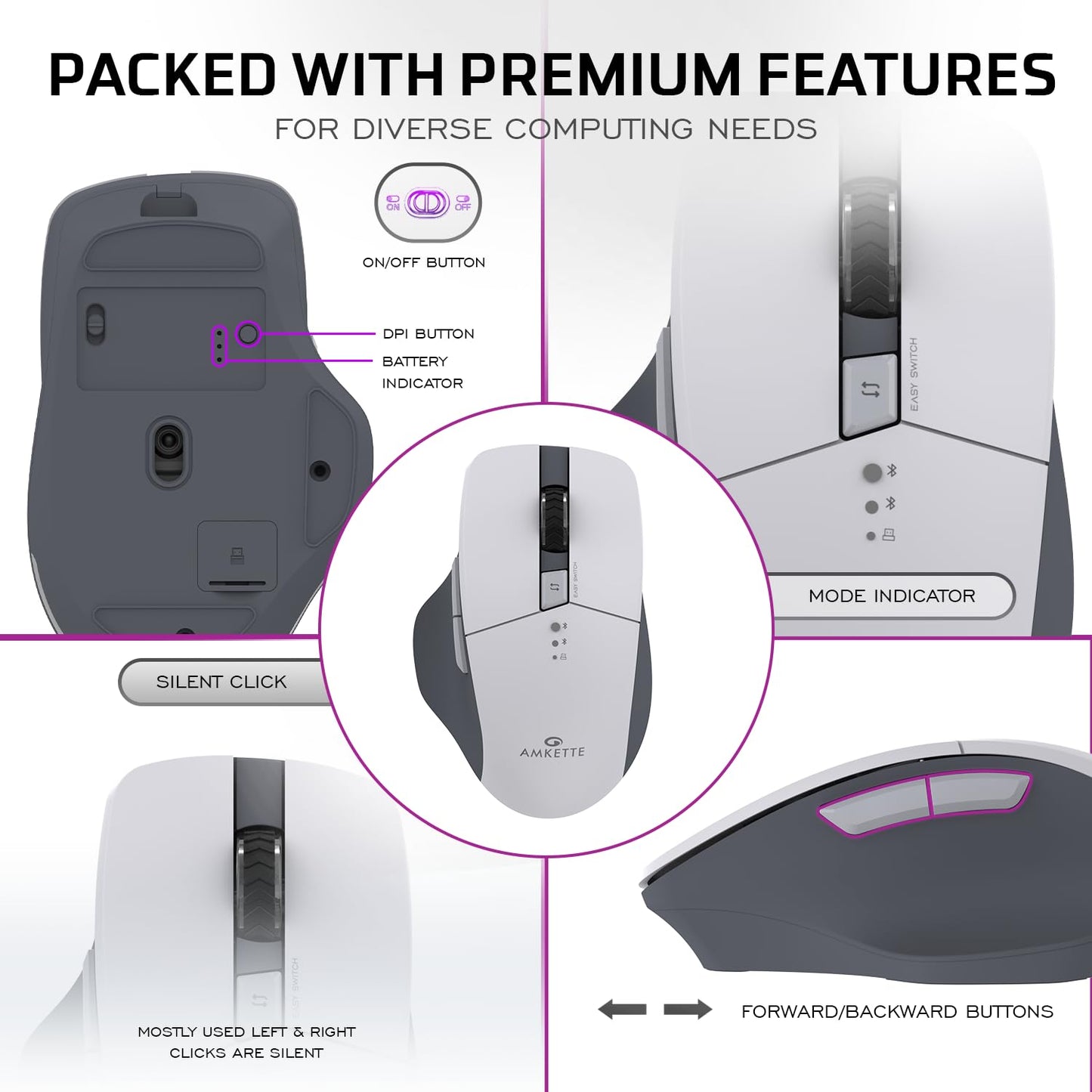 Hush Pro Epic M Rechargeable Wireless Mouse/Bluetooth Mouse
