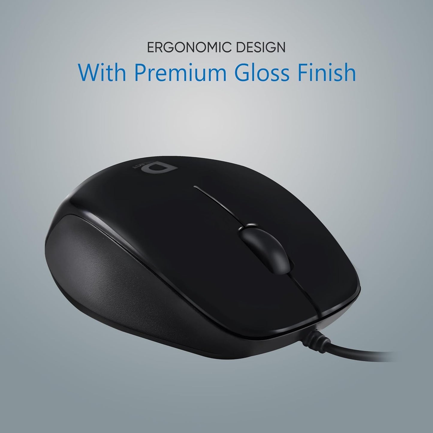 Wired Mouse DS112-Black with USB Type C Connector, 1200DPi, Lightweight