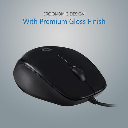 Wired Mouse DS112-Black with USB Type C Connector, 1200DPi, Lightweight