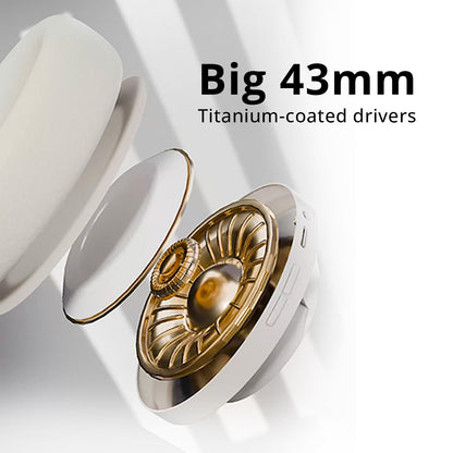 Wireless Headphones Bluetooth 6.0 | 50H Playtime Over-Ear Headset with 43mm Titanium Drivers | 3 Sound Modes, 35ms Low Latency Gaming Mode, AI ENC Mic (Calm Beige)