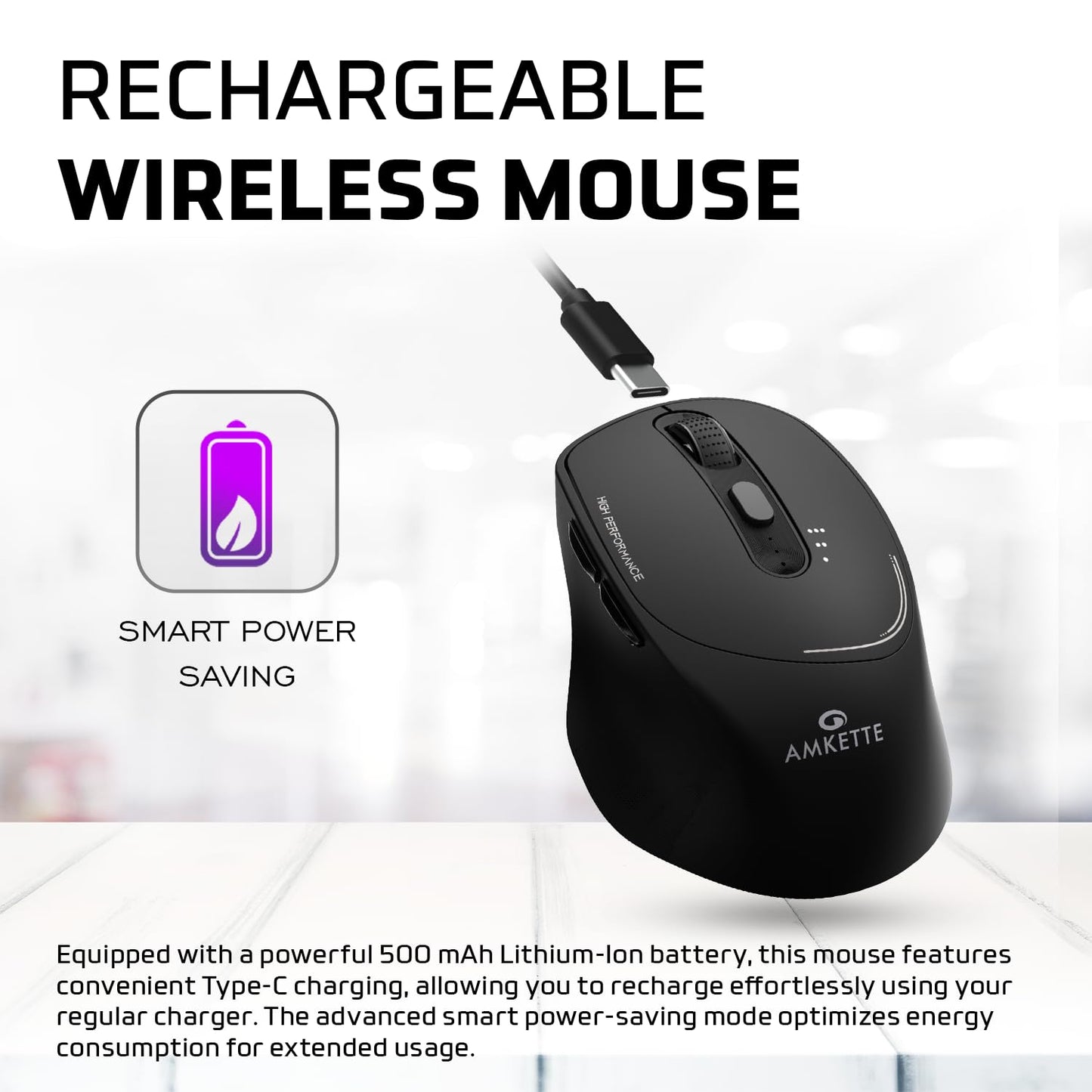 Amkette Hush Pro Epic Rechargeable Wireless Mouse/Bluetooth Mouse