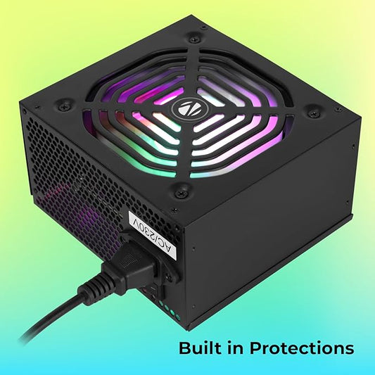 500W PC Power Supply – Silent 120mm RGB Fan, 12V 28A, SATA x3, OV/SC Protection