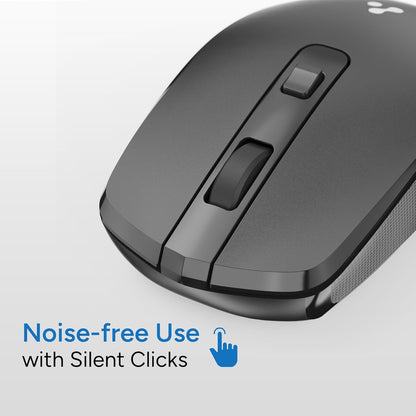 Ambrane Wireless Mouse with 2.4GHz, USB Nano Dongle, Silent Click