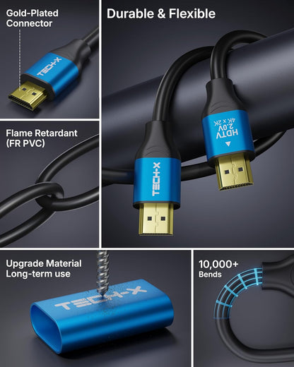 TECH-X ARCUS HDMI 2.0 Cable 1.5 Meter (Supports 4K@60Hz, 2K@120Hz, 1080@240Hz HDR, ARC, HDR, 3D)