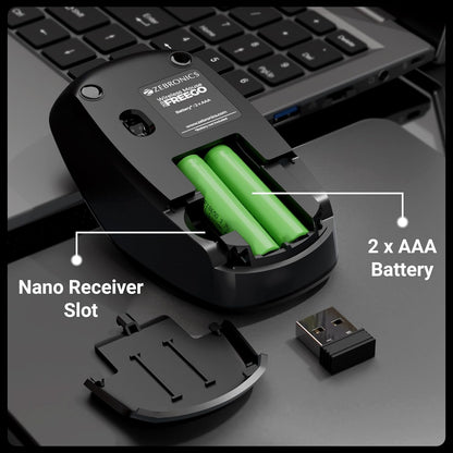 Wireless Mouse, 2.4GHz, 3200 DPI, 3 Buttons, Comfortable & Ergonomic, USB Nano Receiver
