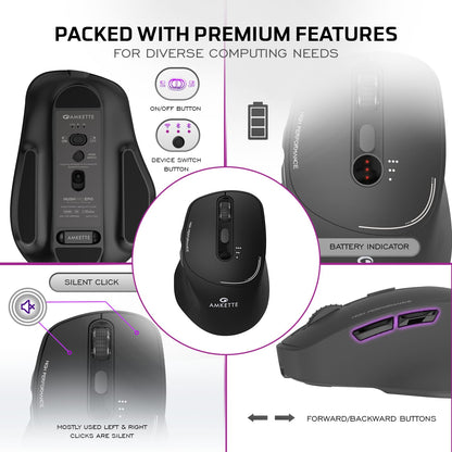 Amkette Hush Pro Epic Rechargeable Wireless Mouse/Bluetooth Mouse