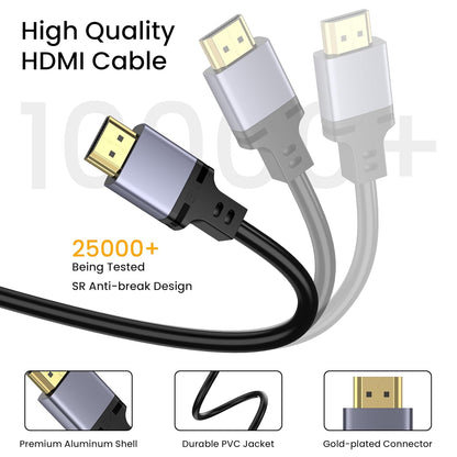 Tobfit HDMI Cable 1M Certified, HDMI 2.1 Cable Ultra HD High Speed 48Gbps, 8K@60Hz 4K@120Hz HDMI- Lead eARC HDR10 HDCP 2.2/2.3, Compatible for PS5/4 for X-box/HDTV/Blu-ray (1M)