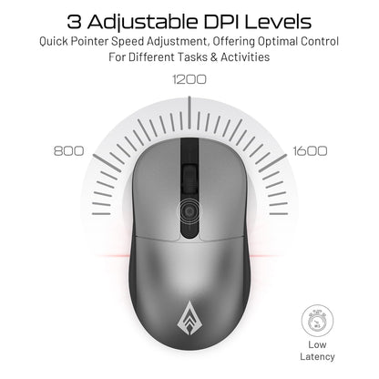 Archer Tech Lab Wireless Mouse, 2.4GHz USB Nano Receiver, 3 DPI (800/1200/1600), Ergonomic Lightweight Design 55g