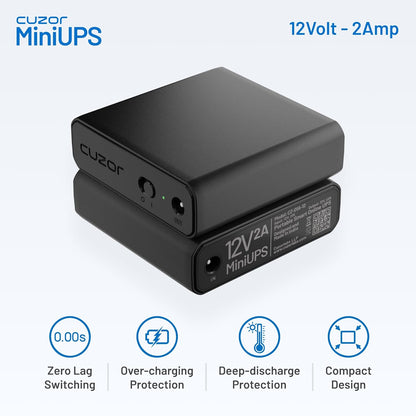 Cuzor Mini UPS 12V – Router Power Backup up to 5 Hours, 2x2900mAh