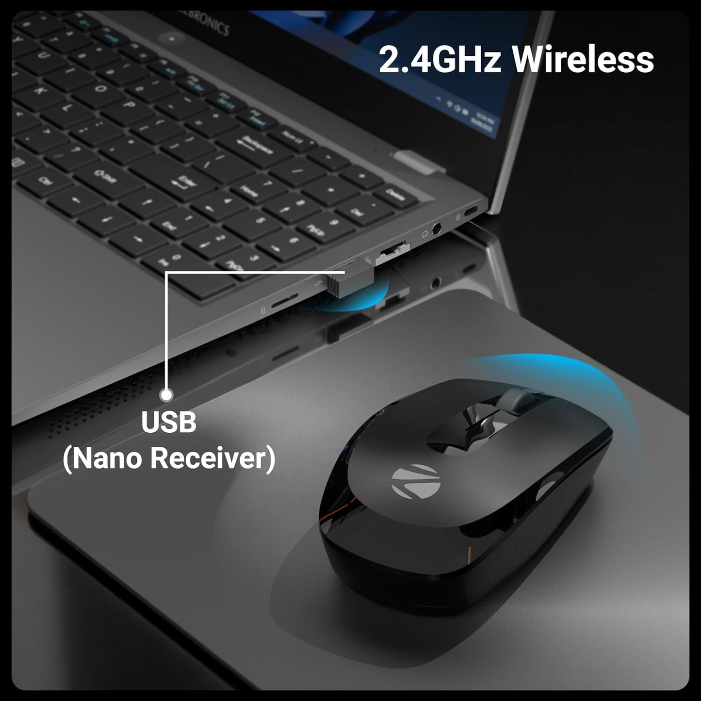 Wireless Mouse, 2.4GHz, 3200 DPI, 3 Buttons, Comfortable & Ergonomic, USB Nano Receiver
