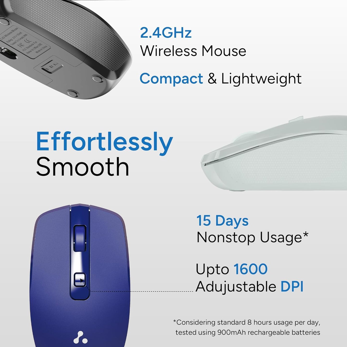 Ambrane Wireless Mouse with 2.4GHz, USB Nano Dongle, Silent Click