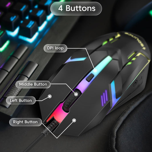 Sounce Nitro Wired Gaming USB Mouse 800/1200/1600 DPI Optical Sensor