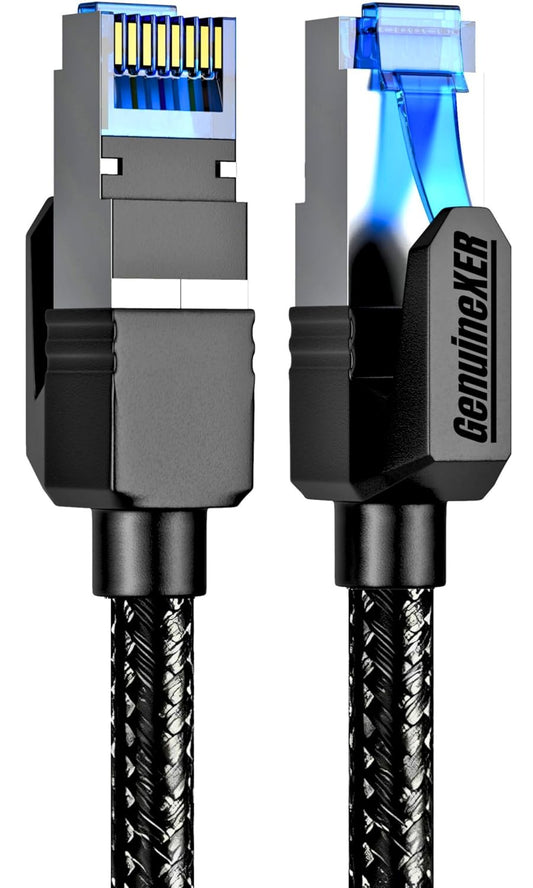 Premium Cat 8 Ethernet Cable Up to 40Gbps 2000MHz | Copper Core + F/FTP Braided High Speed RJ45 Lan Cable | Network Cable For Laptop, PC, Tv, Modem, Router