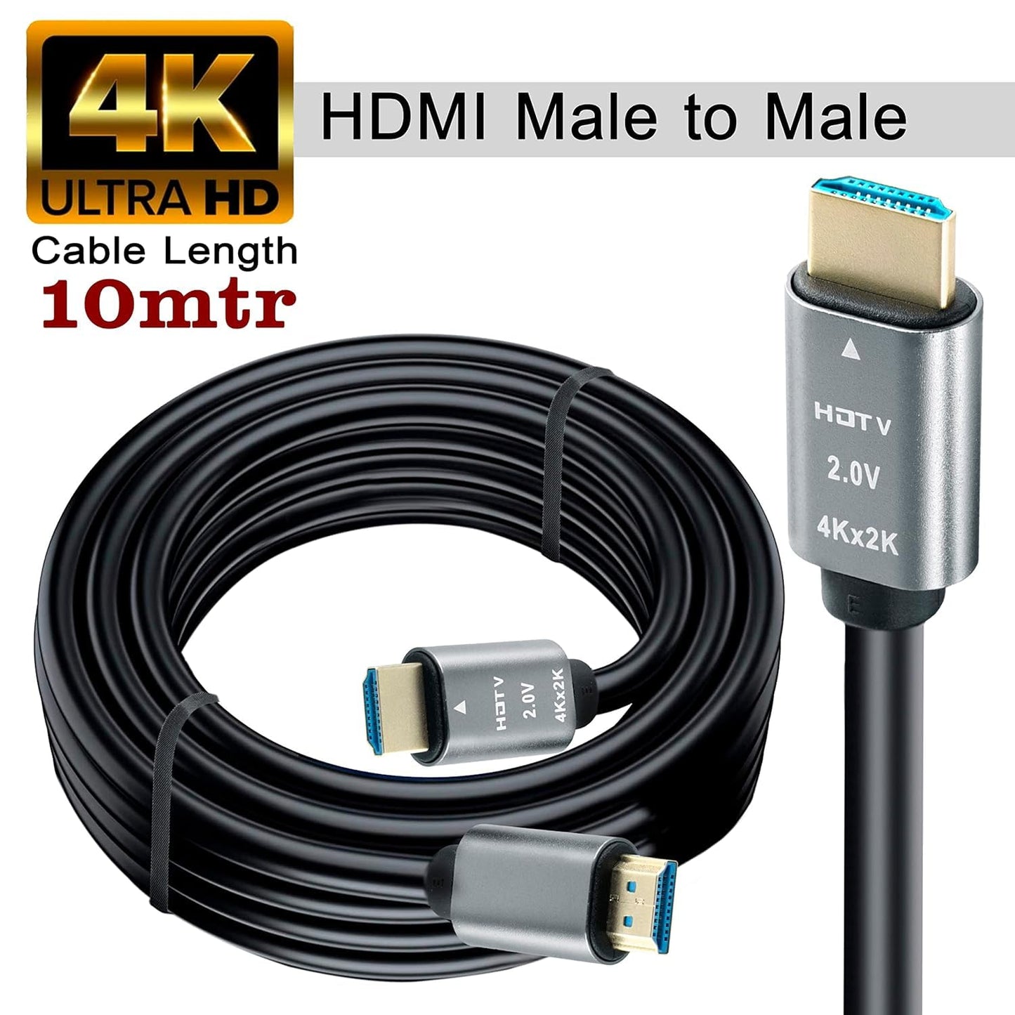 rts High-Speed 3D 4K 10 Meter HDMI Cable HDMI 2.0 Supported | 4K 60Hz, HD Audio & Video 2160p