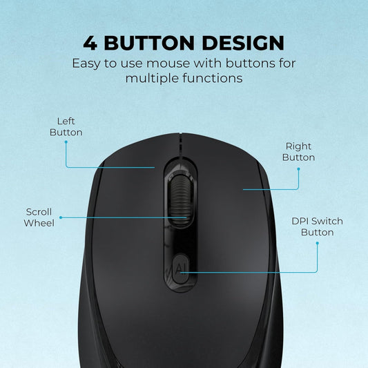 Geonix Nimbus 03 Optical Wireless Mouse, Range 10m; 4 Buttons; 2.4GHz Nano Receiver, 3 DPI Modes,1*AA Cell, Optical Orientation