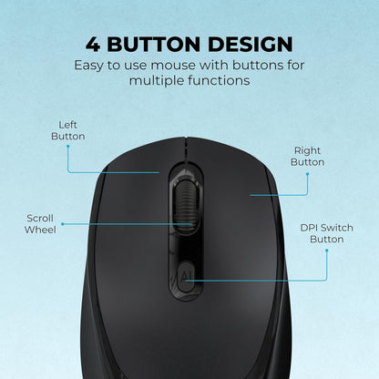 Geonix Nimbus 03 Optical Wireless Mouse, Range 10m; 4 Buttons; 2.4GHz Nano Receiver, 3 DPI Modes,1*AA Cell, Optical Orientation