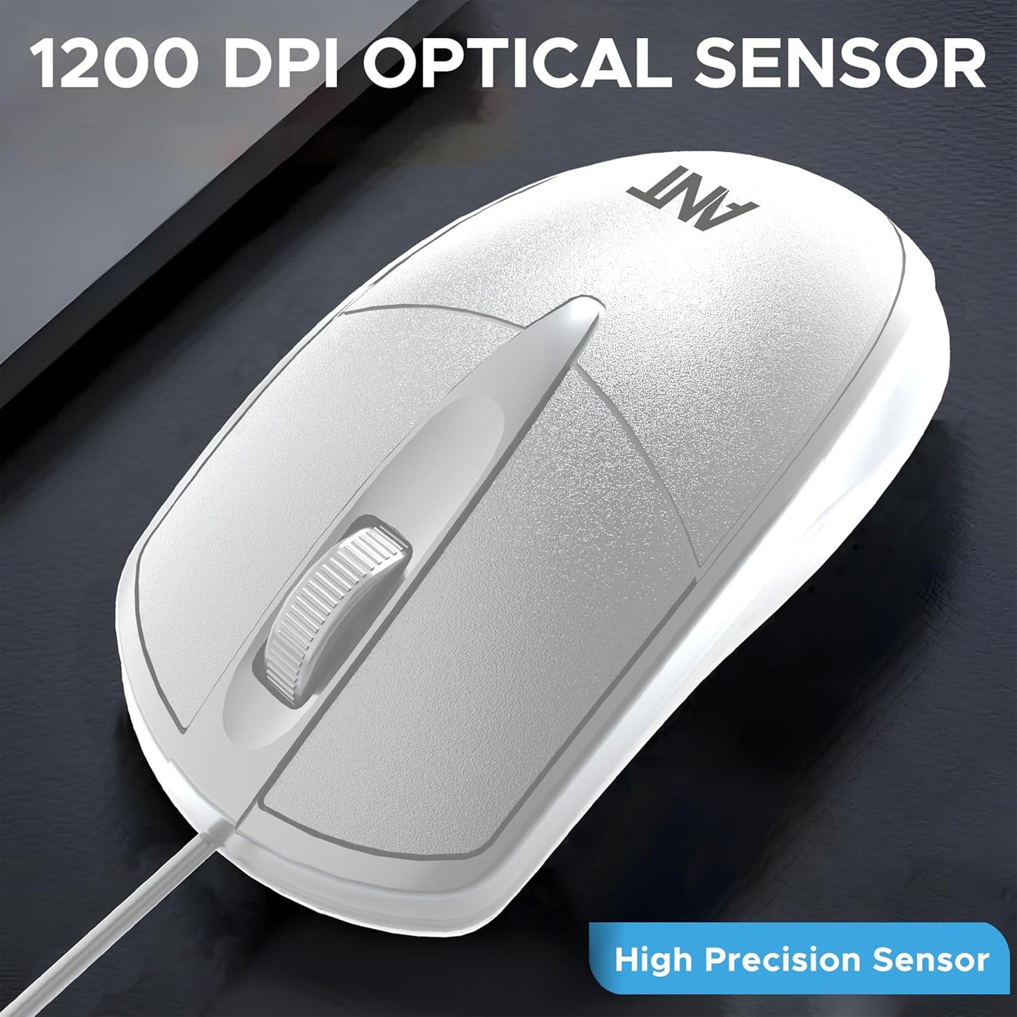 Ant Globe 10 Wired Optical Mouse with 1200 DPI, USB Connectivity, Lightweight