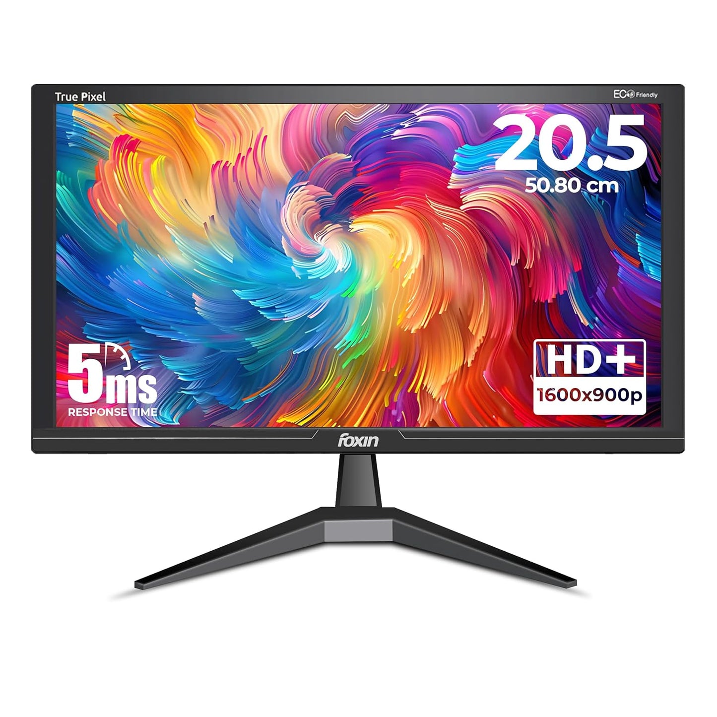 Foxin 20.5 inch (50.8 CM) Crystal Flat LED Monitor | HD 1600x900p True Pixel Display