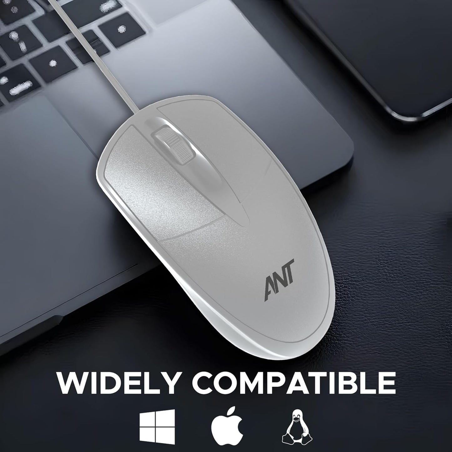 Ant Globe 10 Wired Optical Mouse with 1200 DPI, USB Connectivity, Lightweight