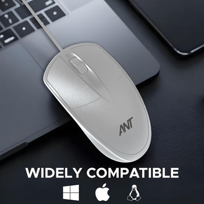 Ant Globe 10 Wired Optical Mouse with 1200 DPI, USB Connectivity, Lightweight