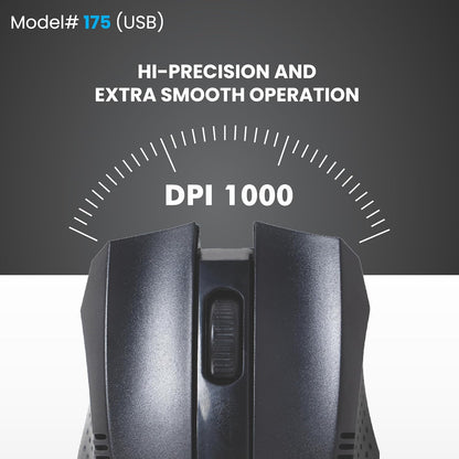 Prodot USB Plug & Play Ergonomic Wired Mouse I High Resolution 1000 DPI Optical Sensor