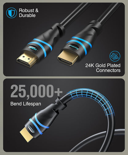 BlueRigger 8K HDMI 2.1 Cable(3.3FT, 8K 60Hz HDR, 4K 120Hz, High Speed 48Gbps with Ethernet